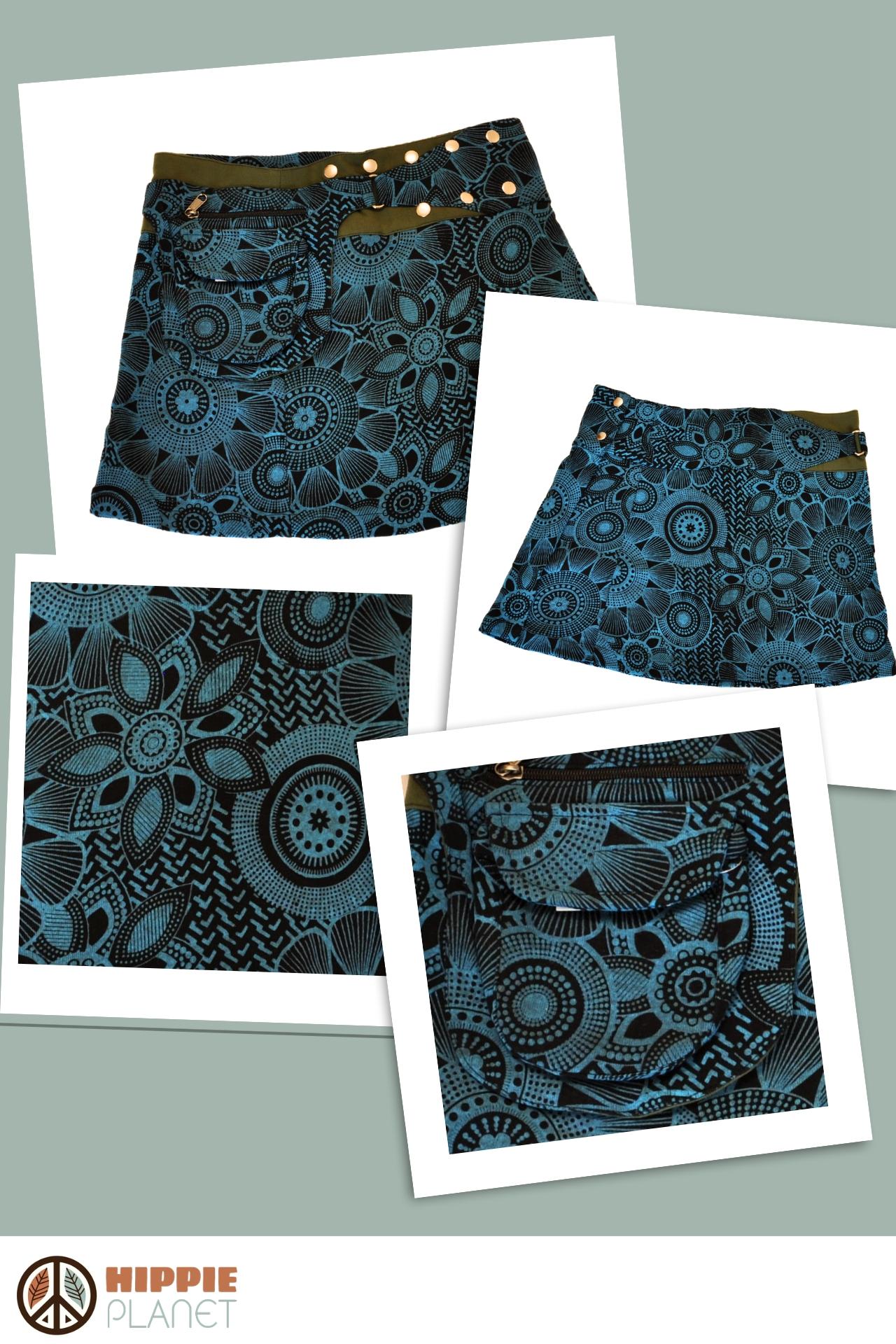 HIPPIE PLANET Мини памучно здолниште со џеб сличен на ташничка, сина