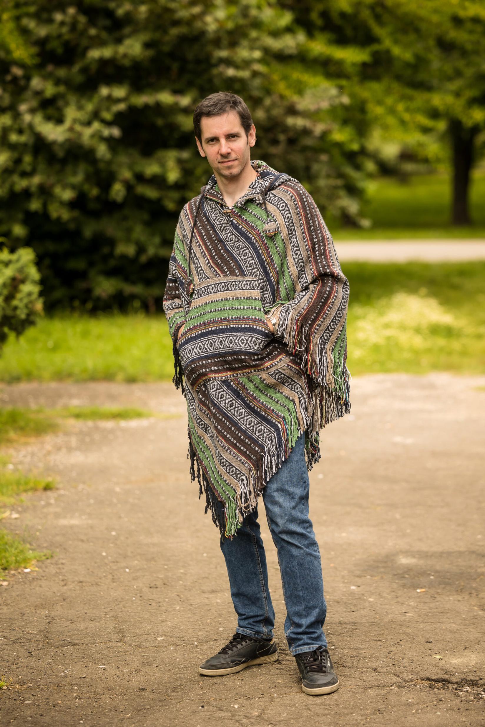 HIPPIE PLANET Кратко пончо - Универзална големина, кафеаво-зелено