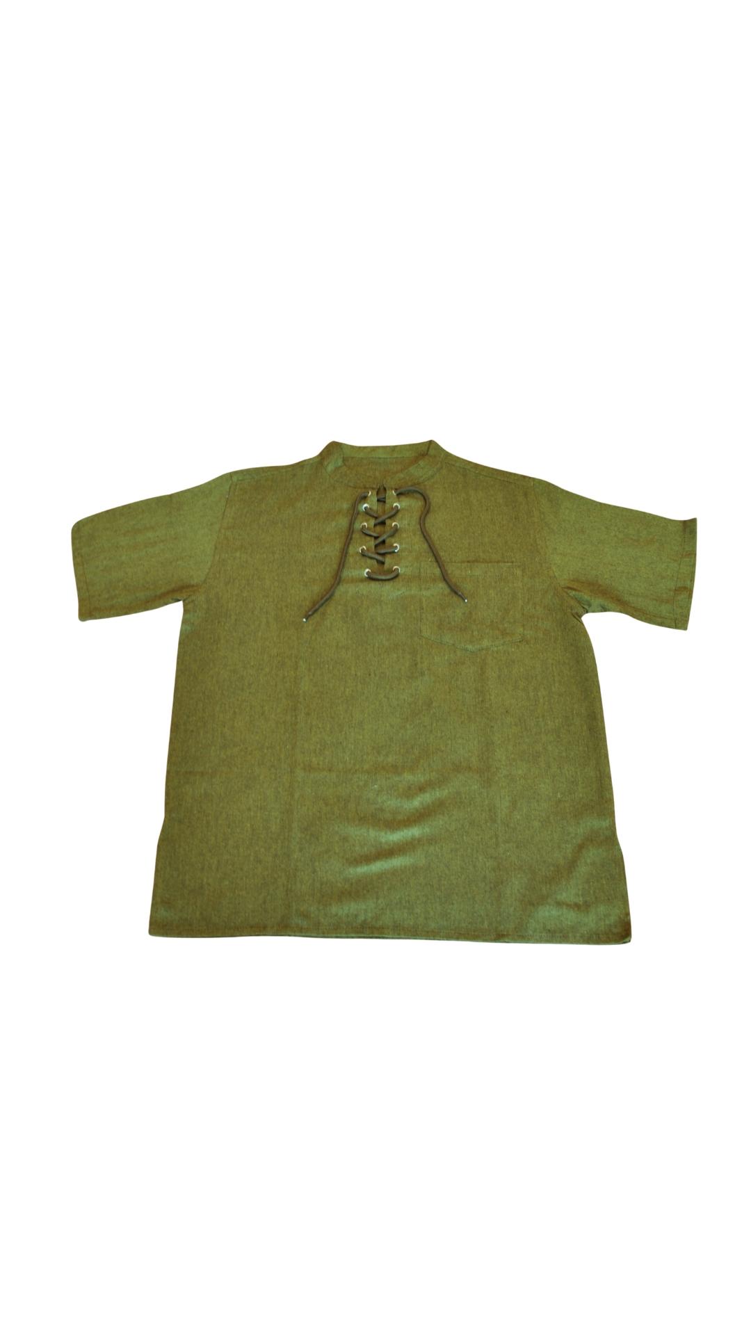 HIPPIE PLANET Кошула со кратки ракави, со врвки - M, зелена