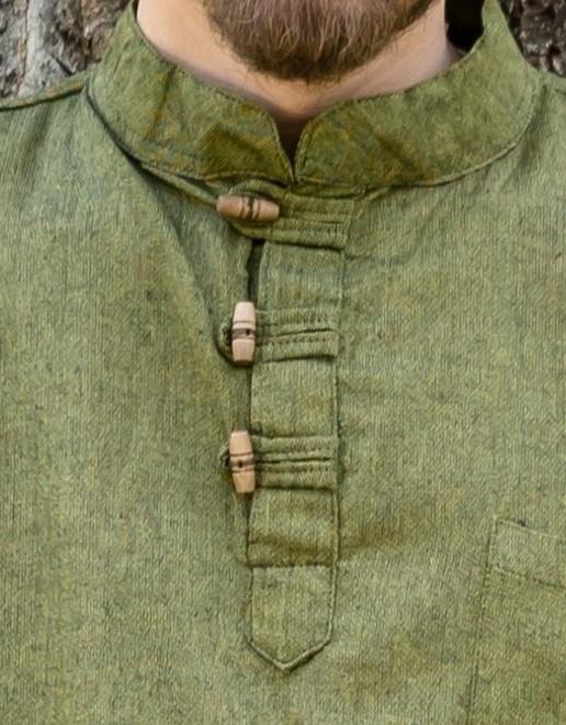 HIPPIE PLANET Кошула со долги ракави, со дрвени копчиња - XXL, зелена