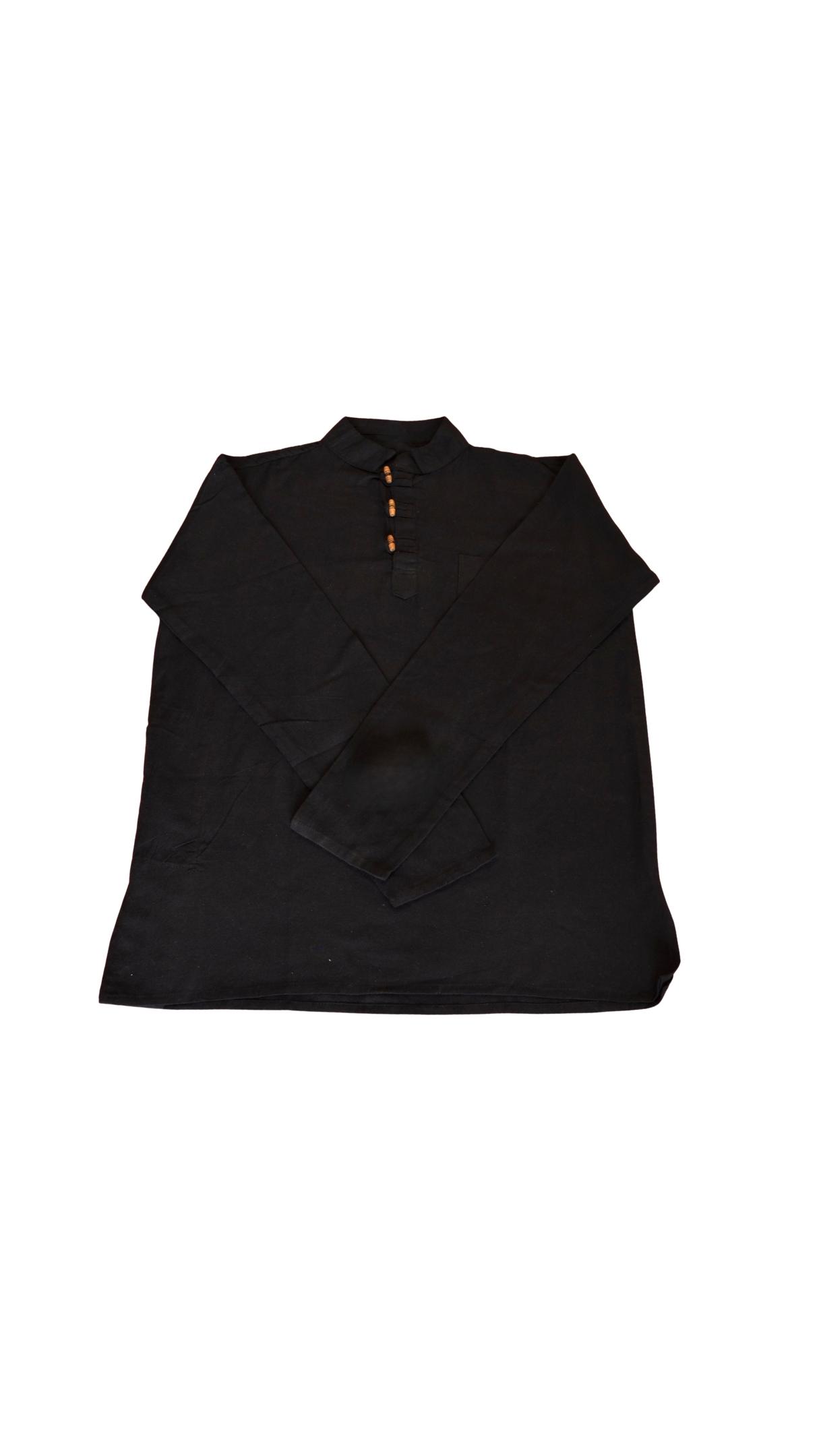 HIPPIE PLANET Кошула со долги ракави, со дрвени копчиња - M, црна