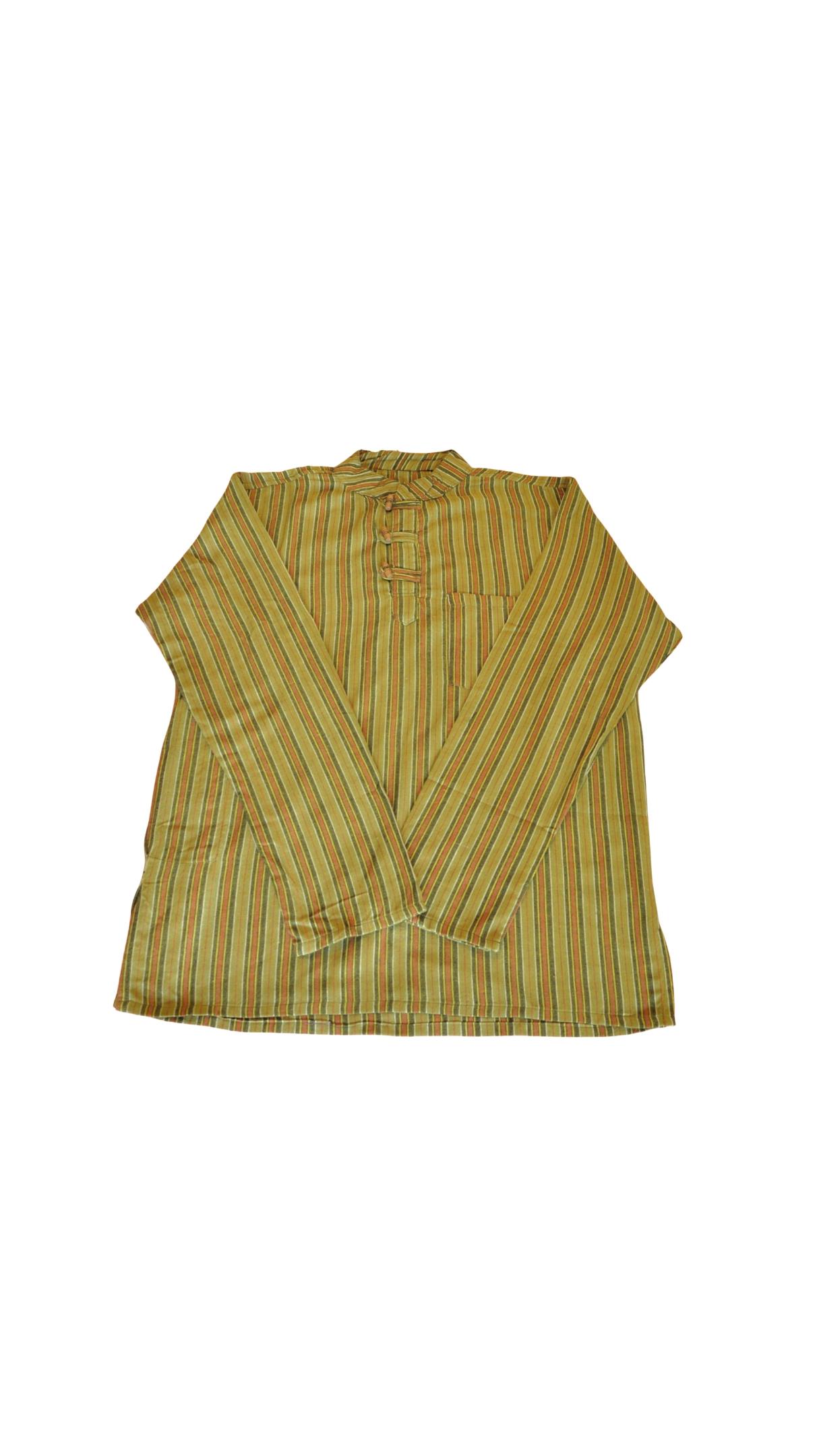 HIPPIE PLANET Кошула со долги ракави, со риги - M, зелена