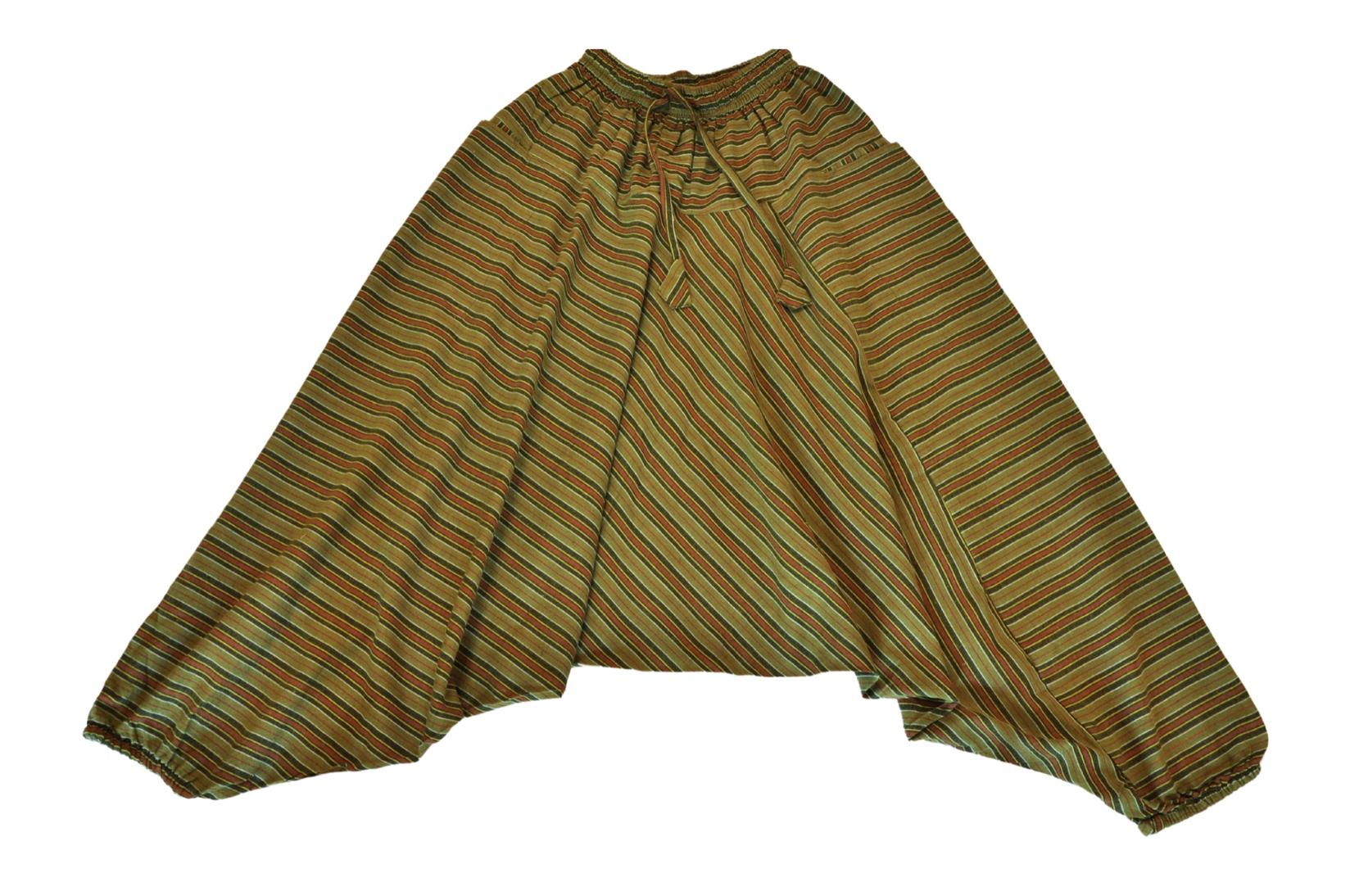 HIPPIE PLANET Аладин пантолони со риги - Универзална големина, зелена