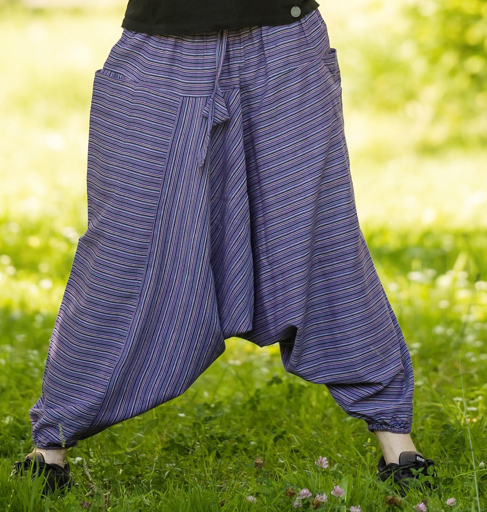 HIPPIE PLANET Аладин пантолони со риги - Универзална големина, виолетова