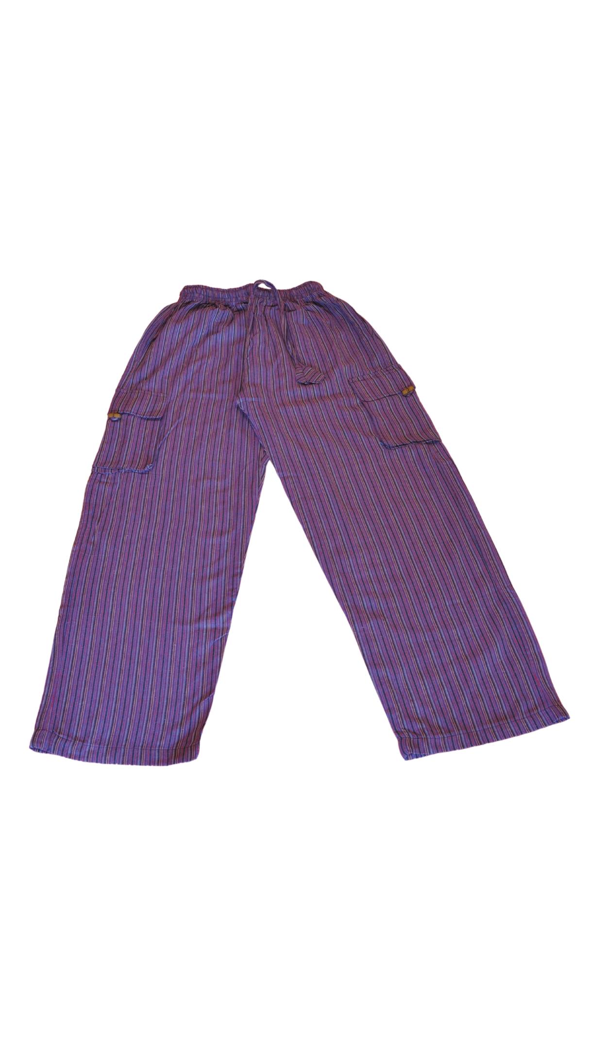 HIPPIE PLANET Пантолони со риги, со џебови - XL, виолетова