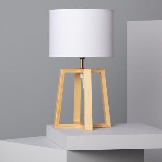 Украсна Столна Лампа Со Дрвено Постолје