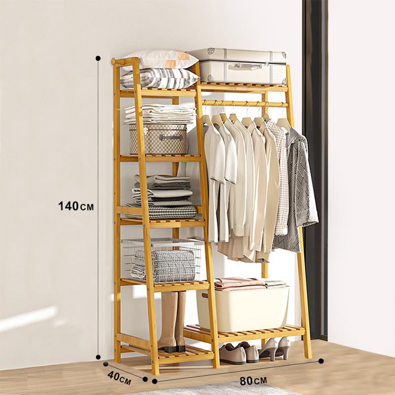 HOME IDEA Гардеробер за Алишта Од Бамбус-Комбиниран(80х140х40см)