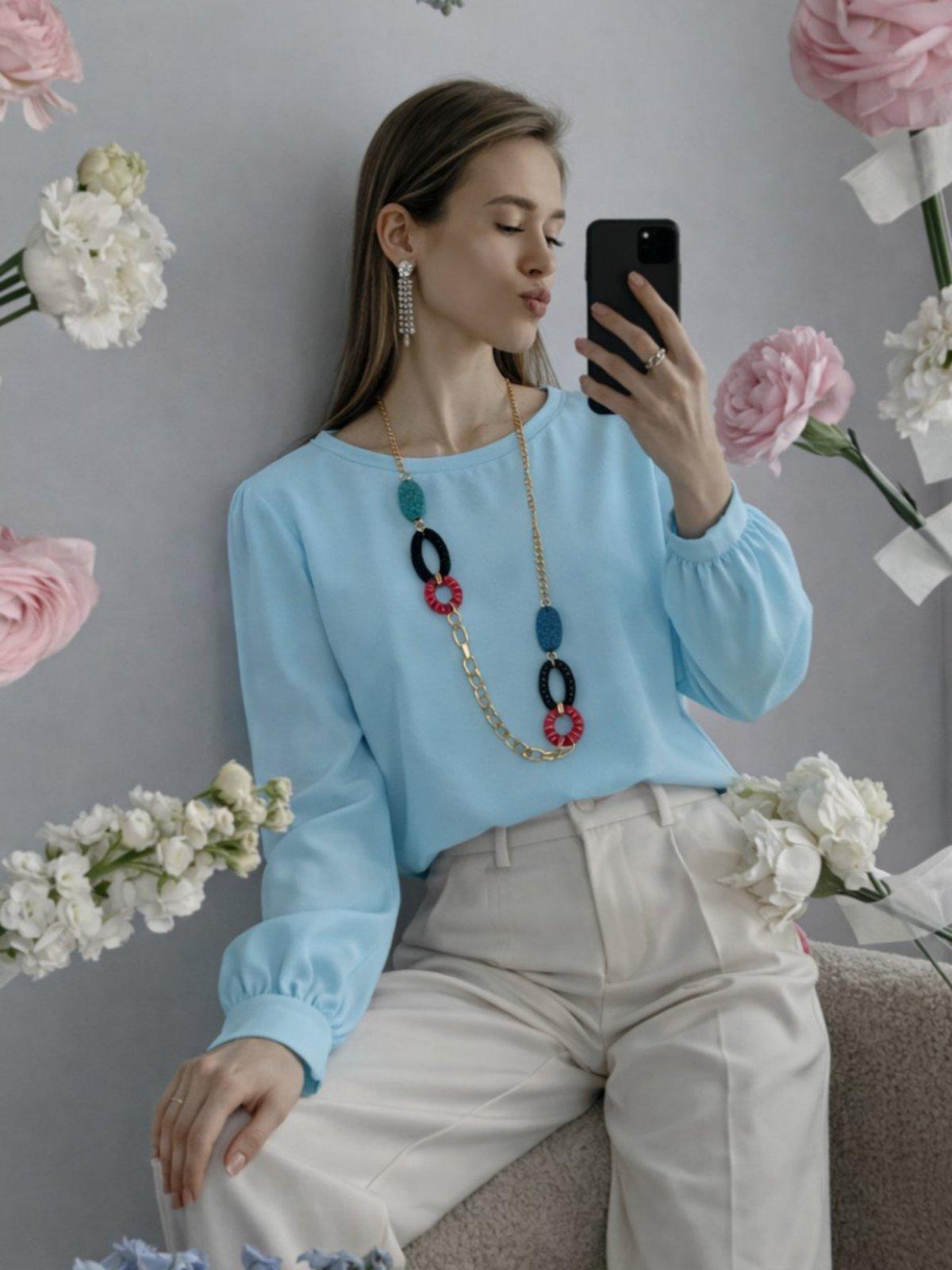 IVERI Кратка широка еднобојна кошула со декоративна огрлица