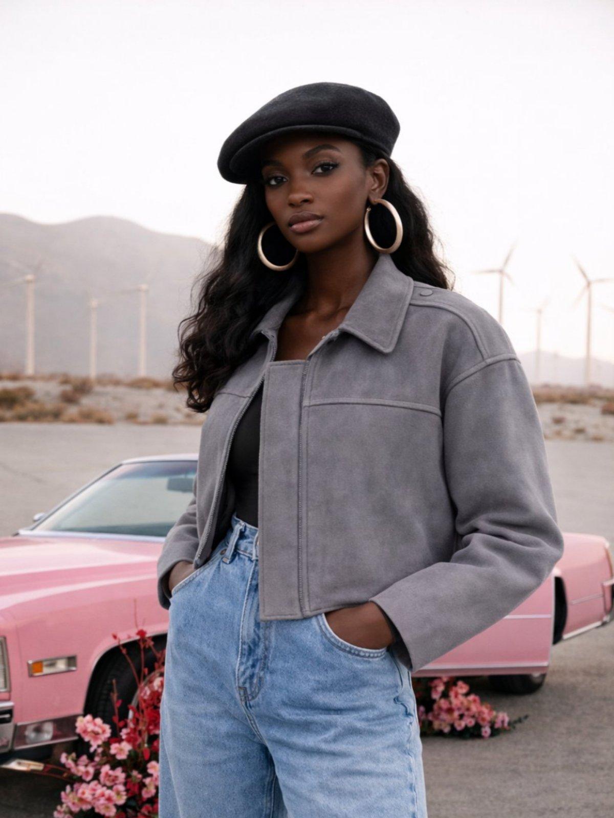 IVERI Кратка oversize јакна од велур