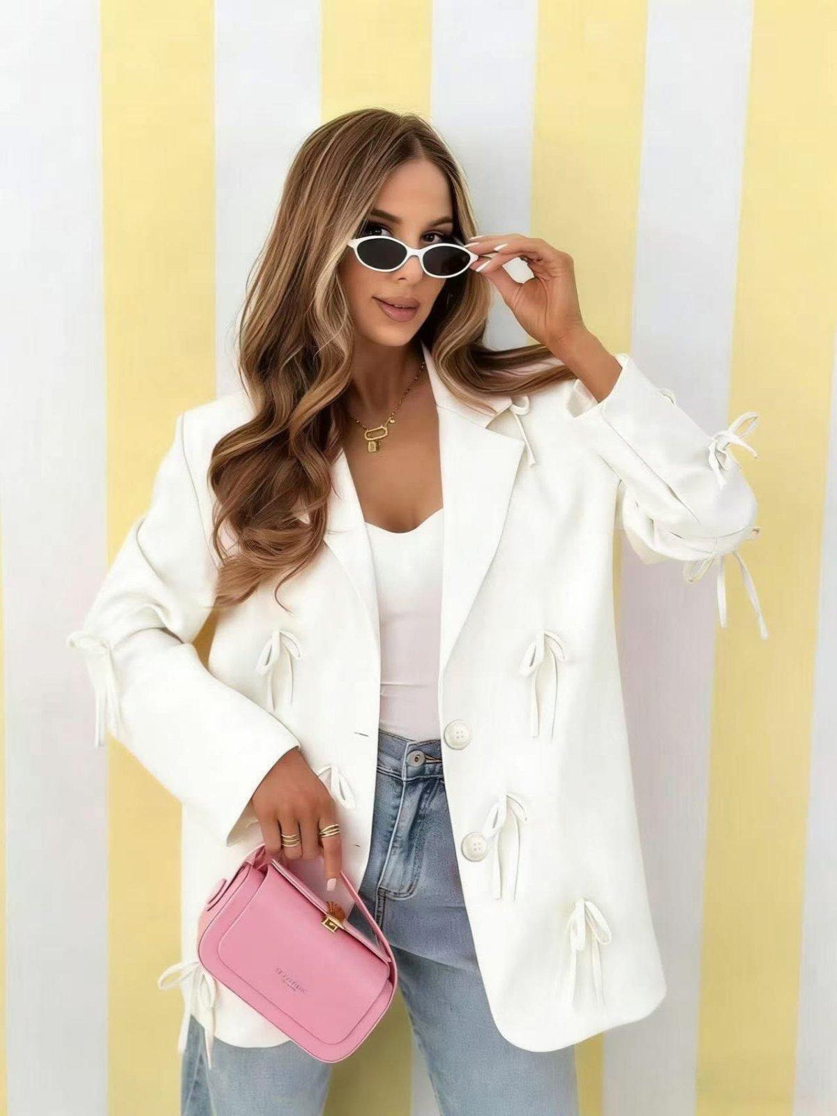 IVERI Сако бело со панделки