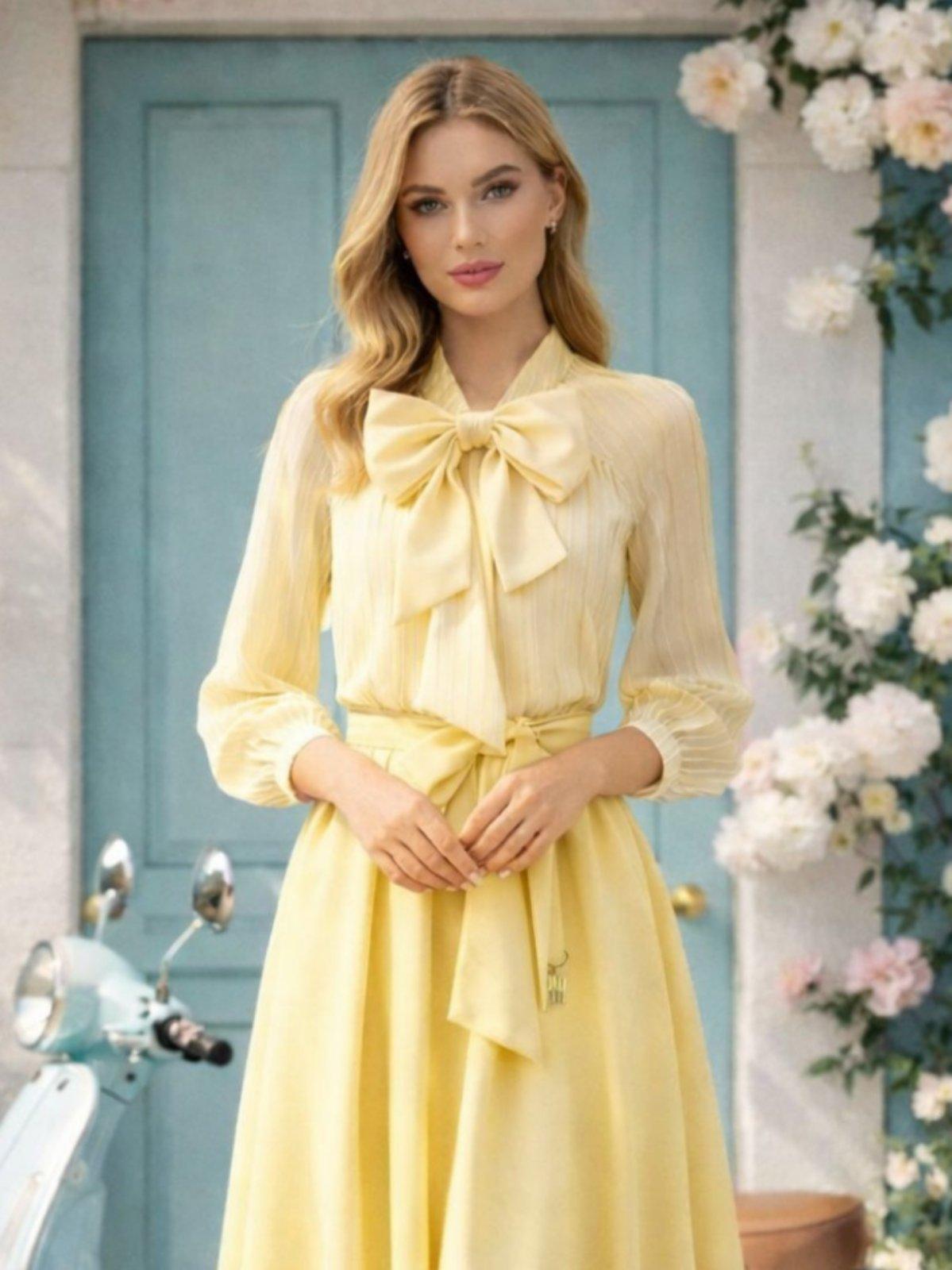 IVERI Кошула жолта рига со врзување