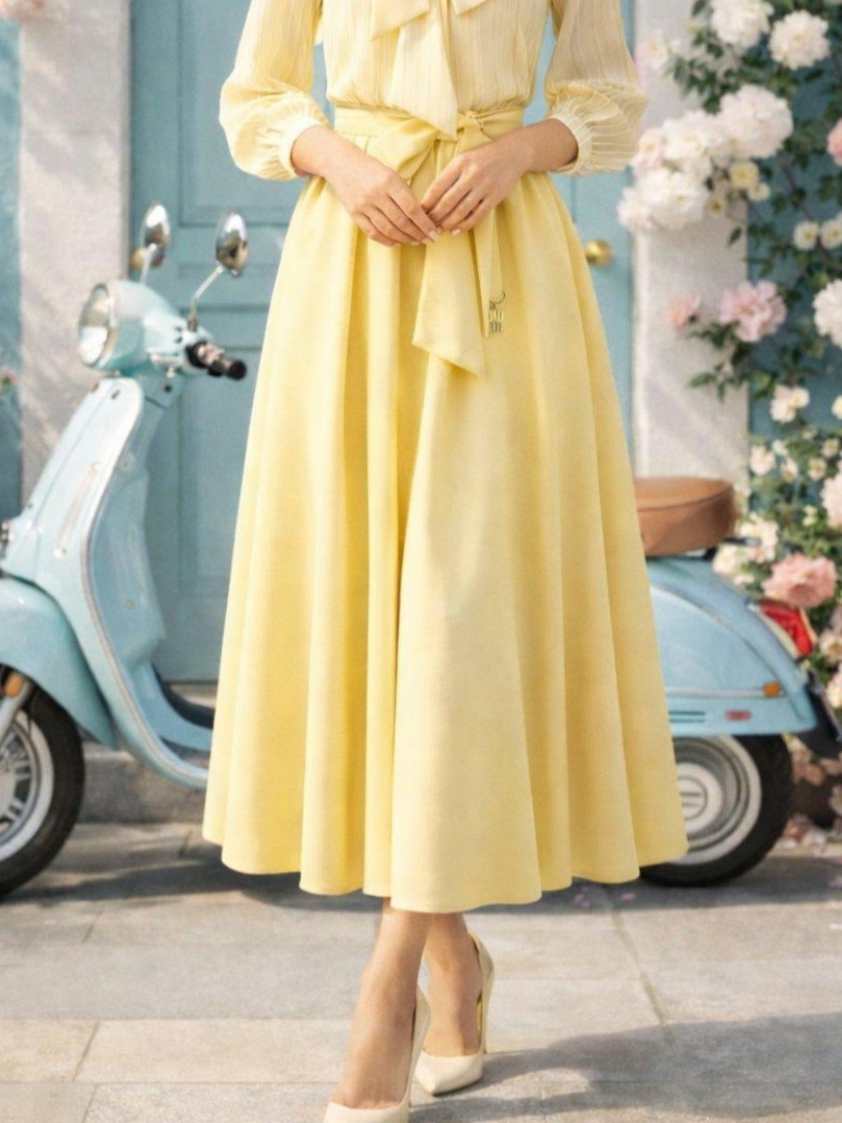 IVERI Сукња жолта со брош