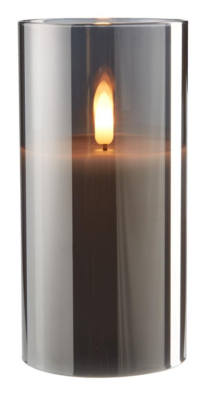 JYSK Свеќа KLAUS Ø8xВ15cm сива со LED сијалица