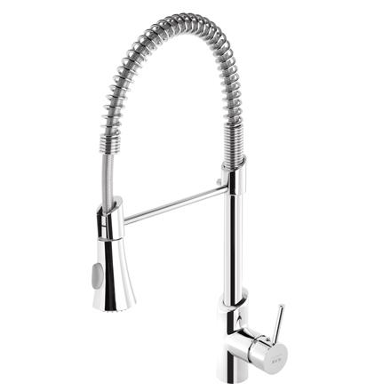 KAS Еднорачна батерија за кујна со спирала+црево на извлекување KITCHEN хром