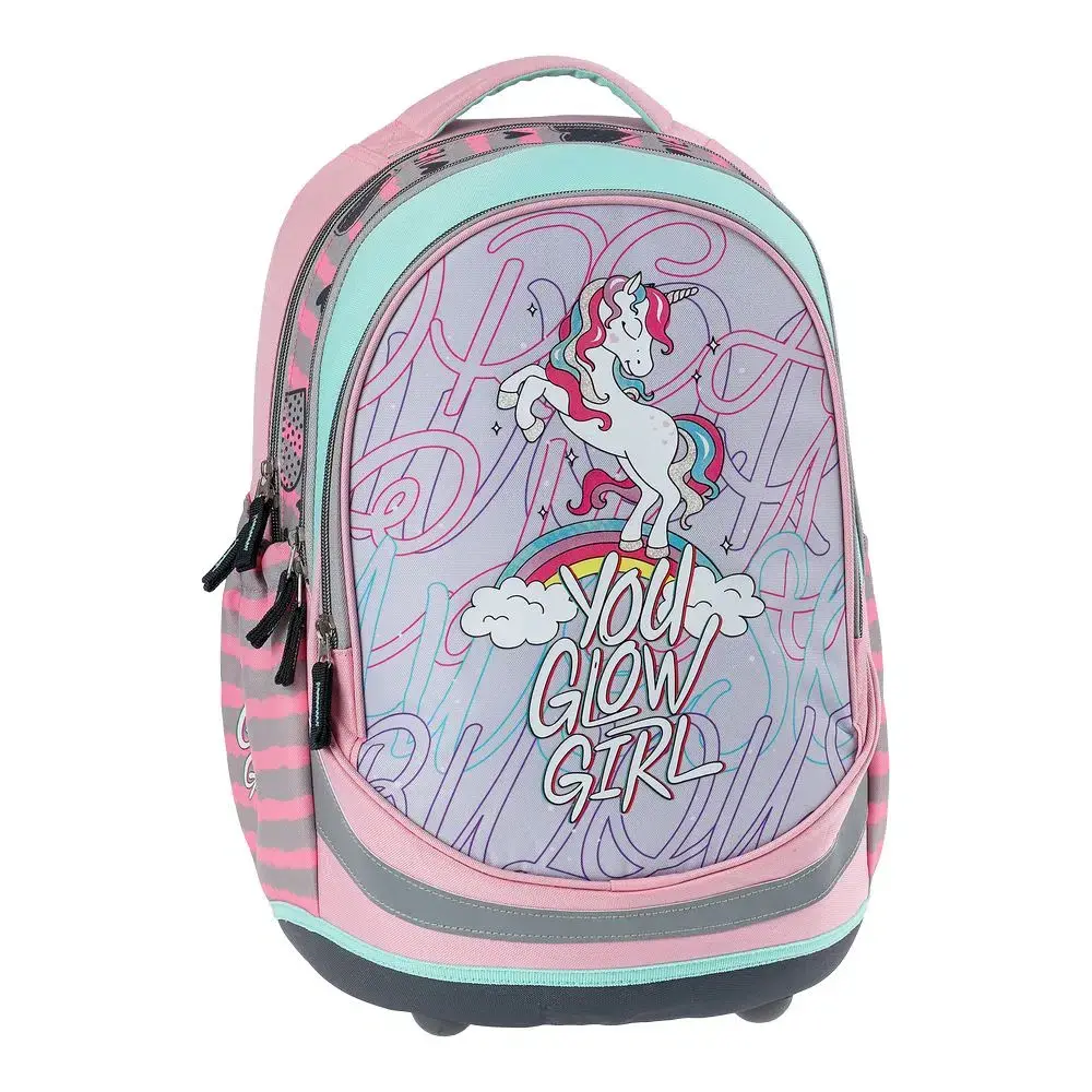 SAZIO Seven Unicorn Ranac za dečake, Anatomski, Roze-sivi