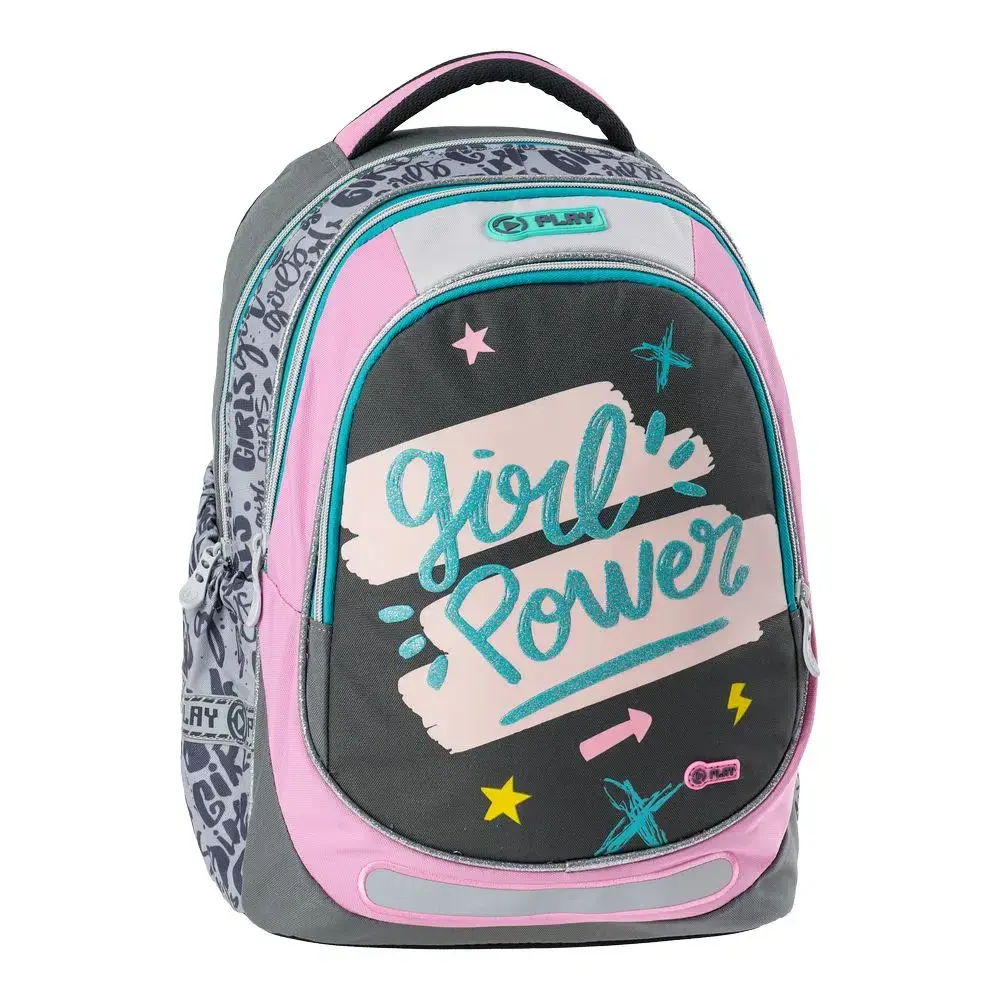 PLAY Maxx Girl Power Ранец за девојки, Анатомски, Сиво-розов