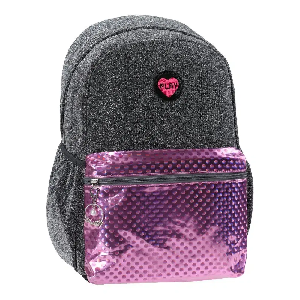 PLAY Поп моден Ранец за девојки, сиво срце