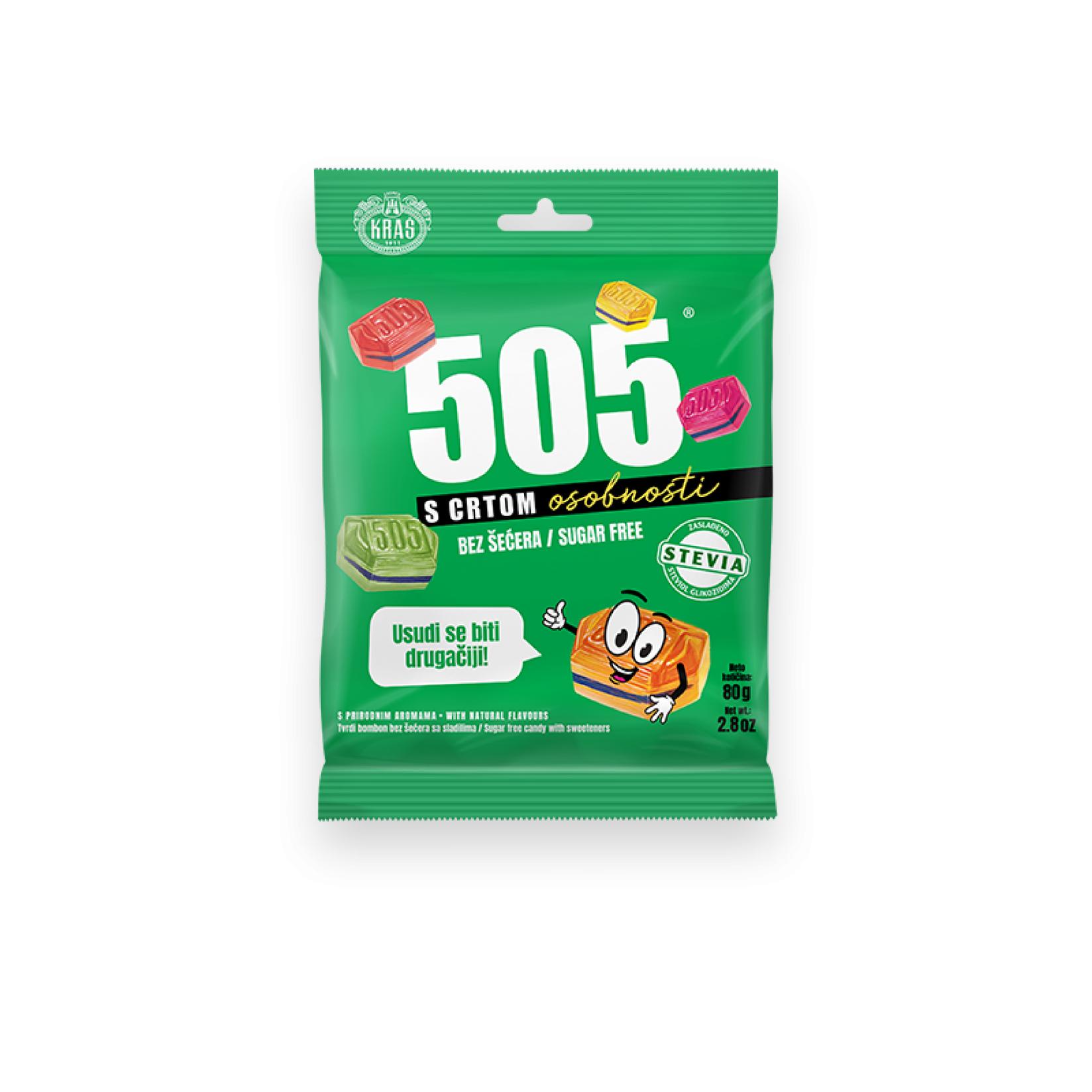 KRAŠ 505 Бонбони со црта без шеќер 80г