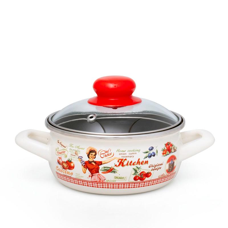 METALAC Плитко тенџере принц 14цм/1.05л со капак декор 2564