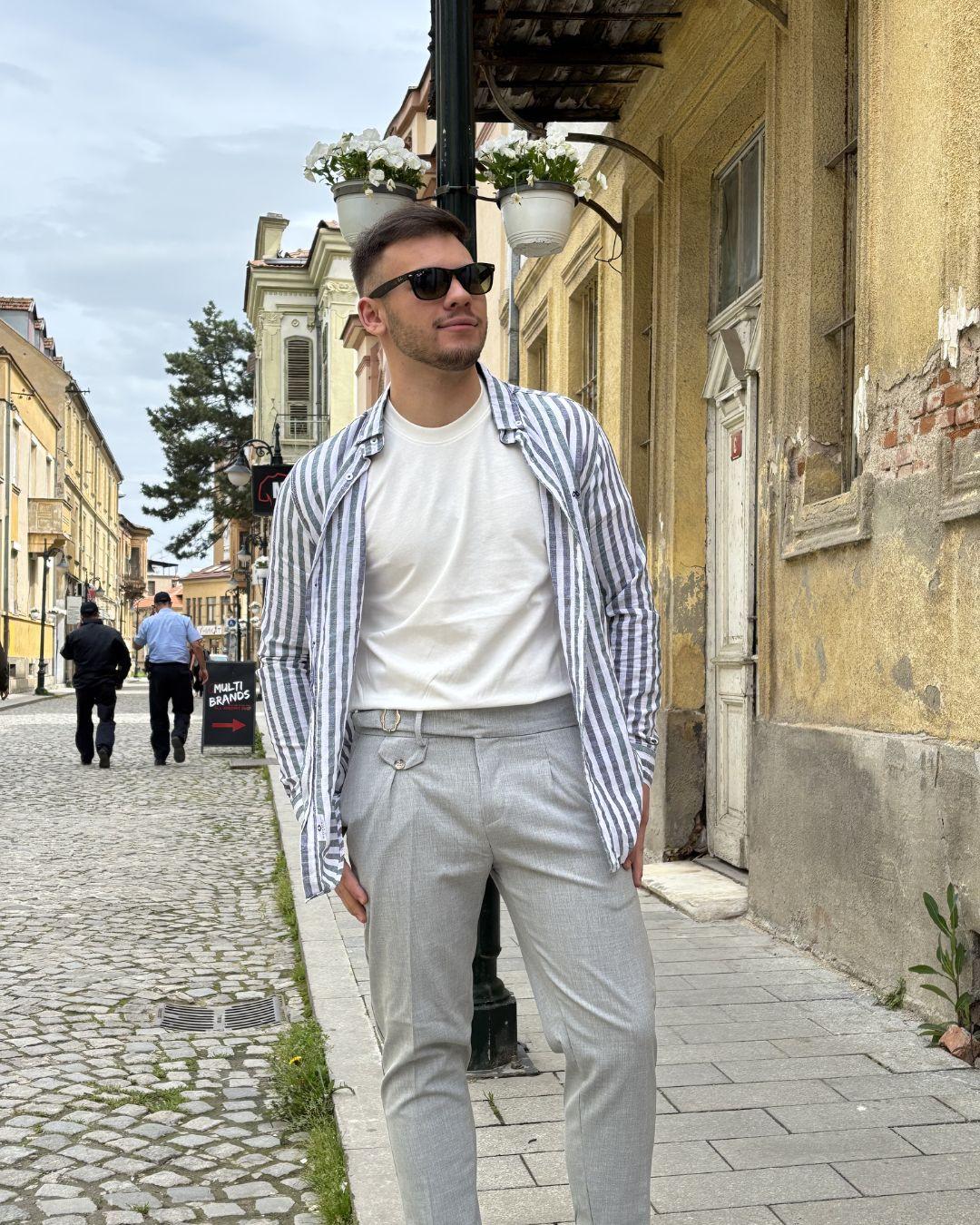 Машки пантолони Ankle-Length, сиви