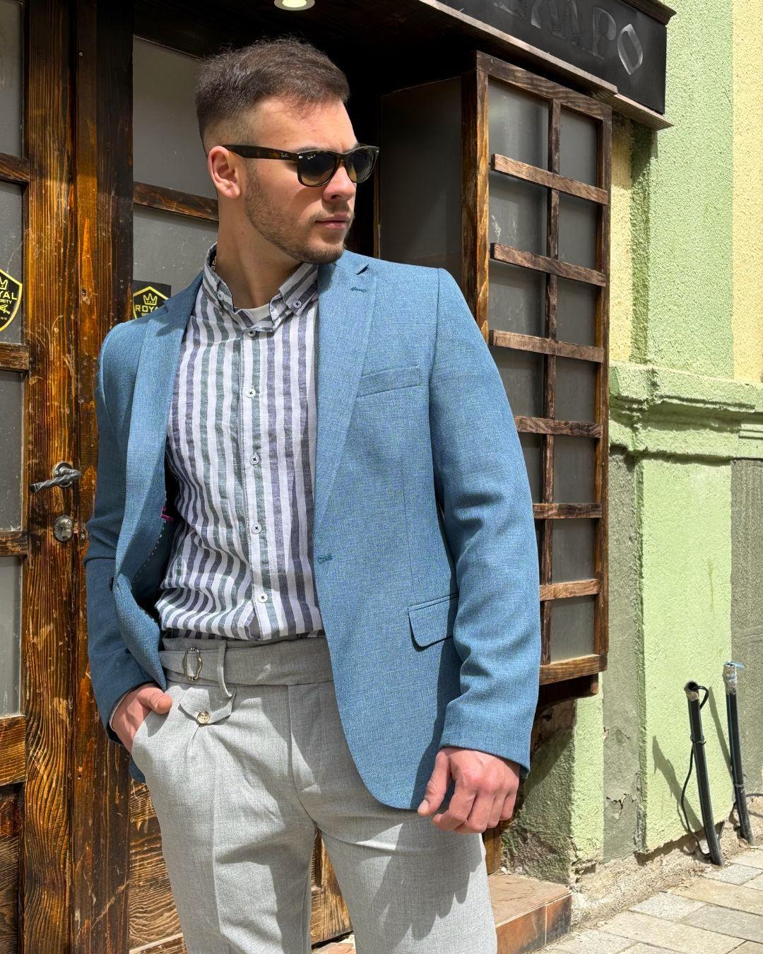 CEKET Машко сако, светло сино