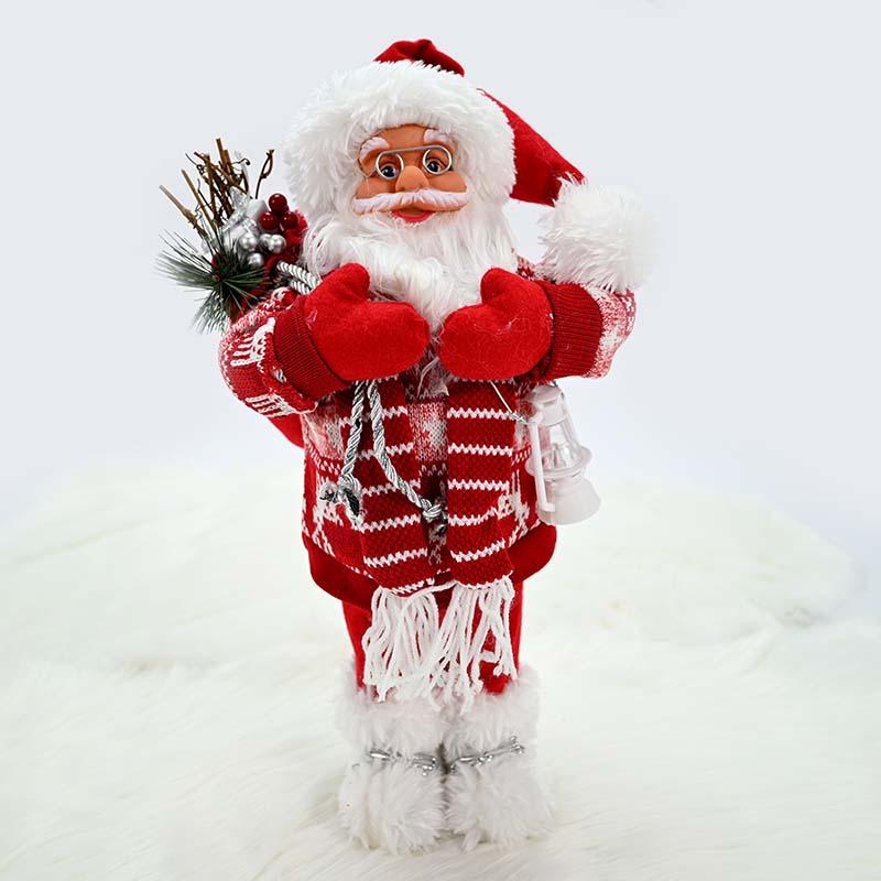 Новогодишен дедо мраз црвен со фенер 45 цм