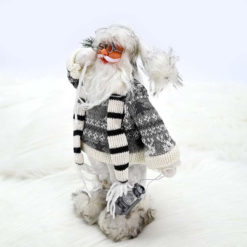 Новогодишен дедо мраз бел со фенер 30 цм