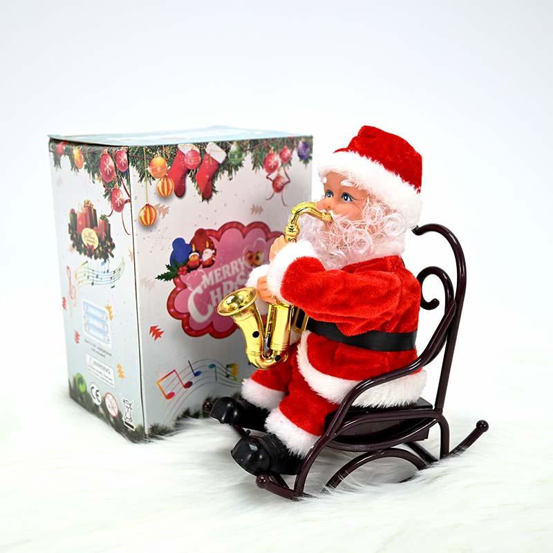 Новогодишен дедо мраз што седи со саксофон