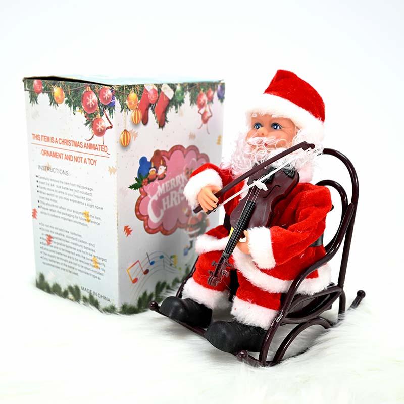Новогодишен дедо мраз што седи со виолина