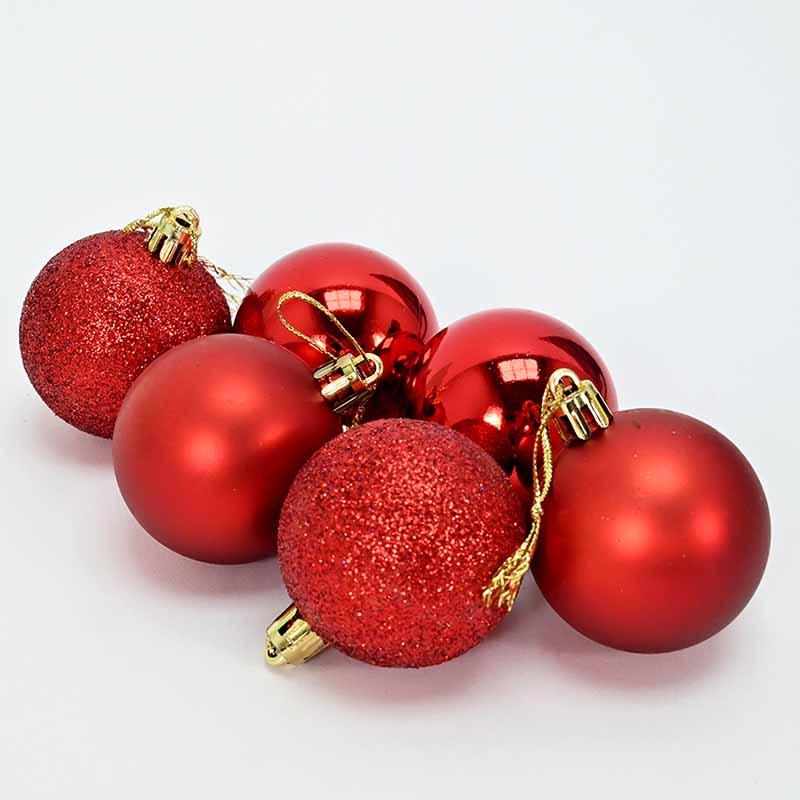 Новогодишни лампиони црвени 6/1 пластични 5цм