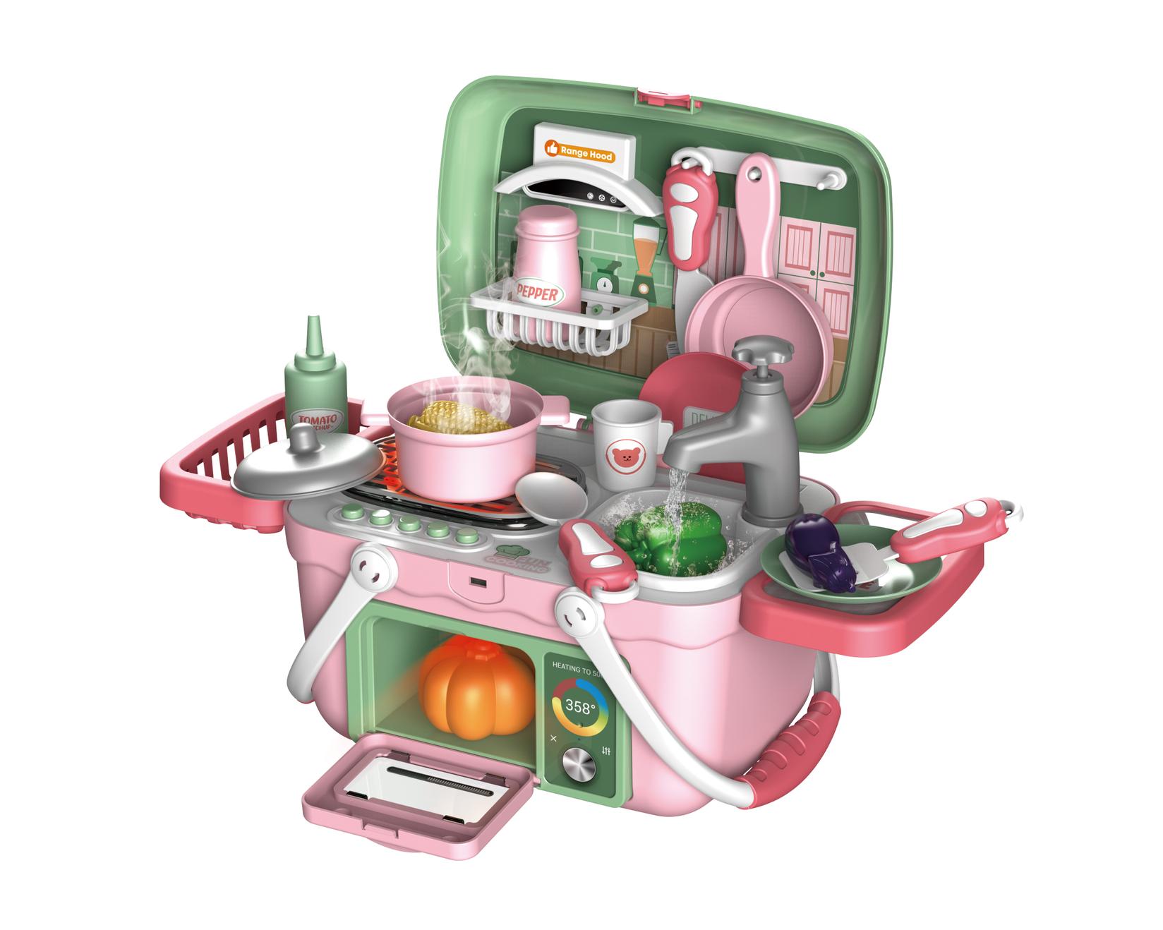 Сет MINI КУЈНА со 30 парчиња со звук, светло и спреј