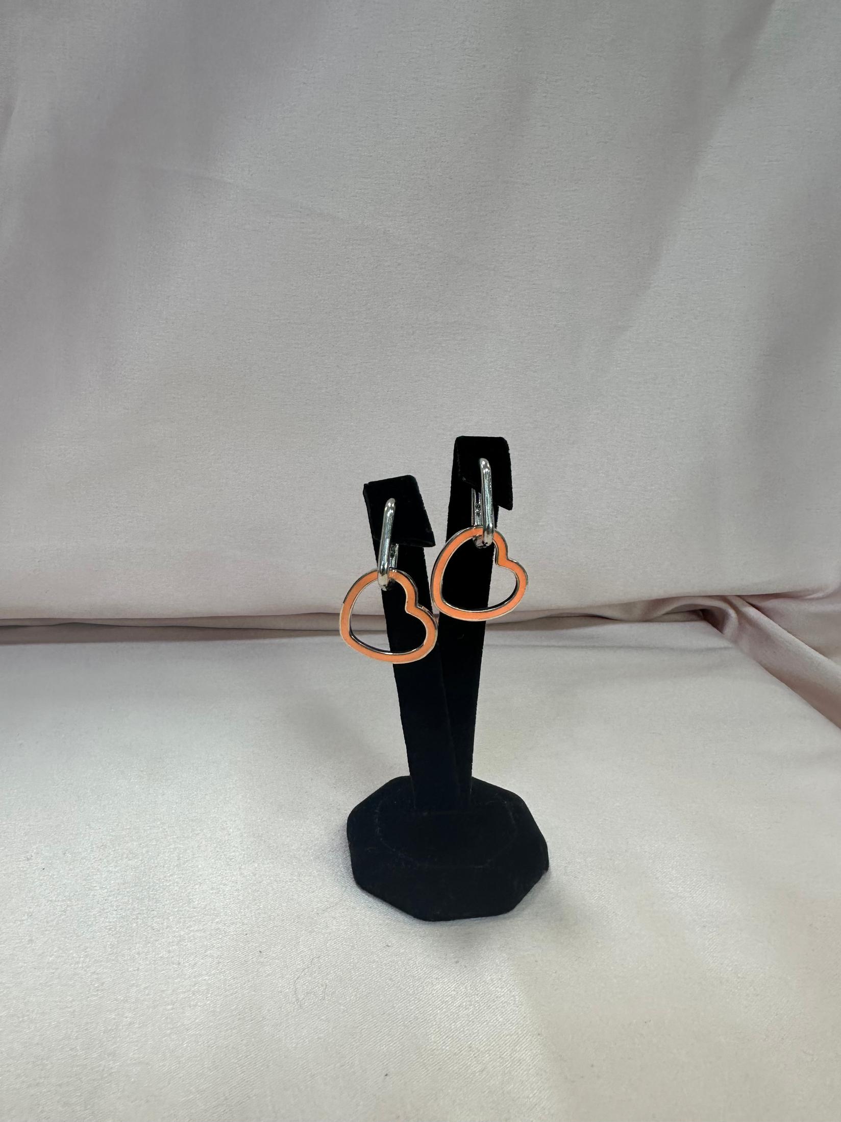 SILVER 925 Сребрени Обетки Срце, Портокалова