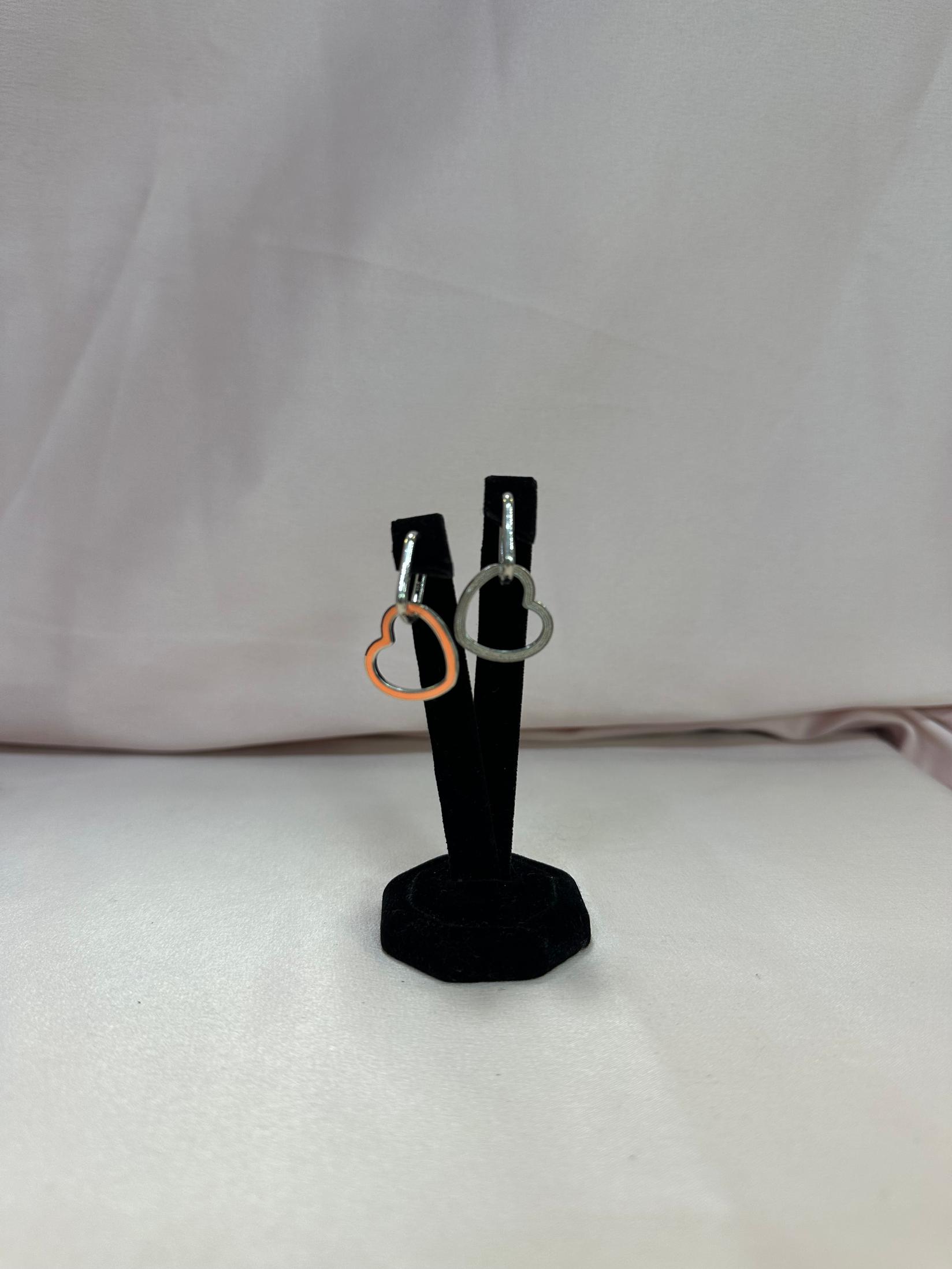 SILVER 925 Сребрени Обетки Срце Двобојно, Портокалова