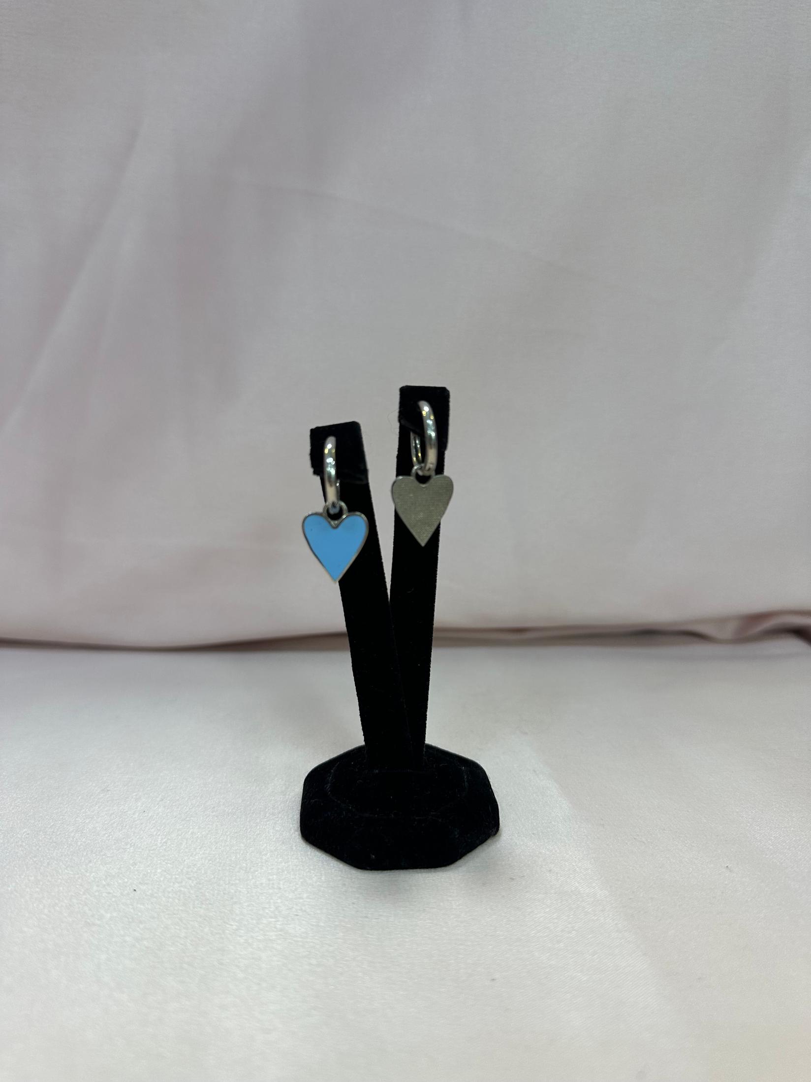 SILVER 925 Сребрени Обетки Мало Срце Двобојни, Сина