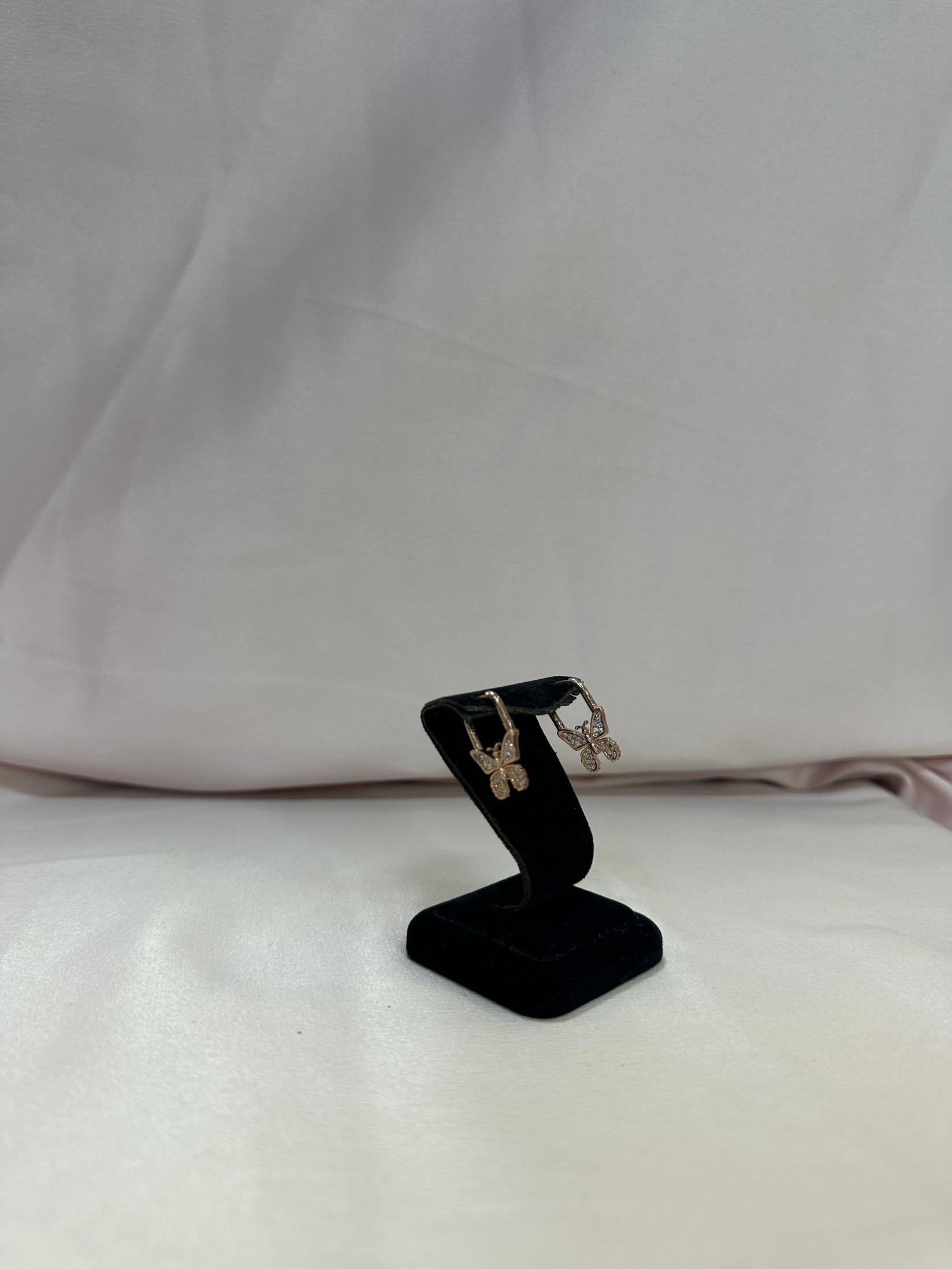 SILVER 925 Сребрени Обетки Пеперутка Циркон