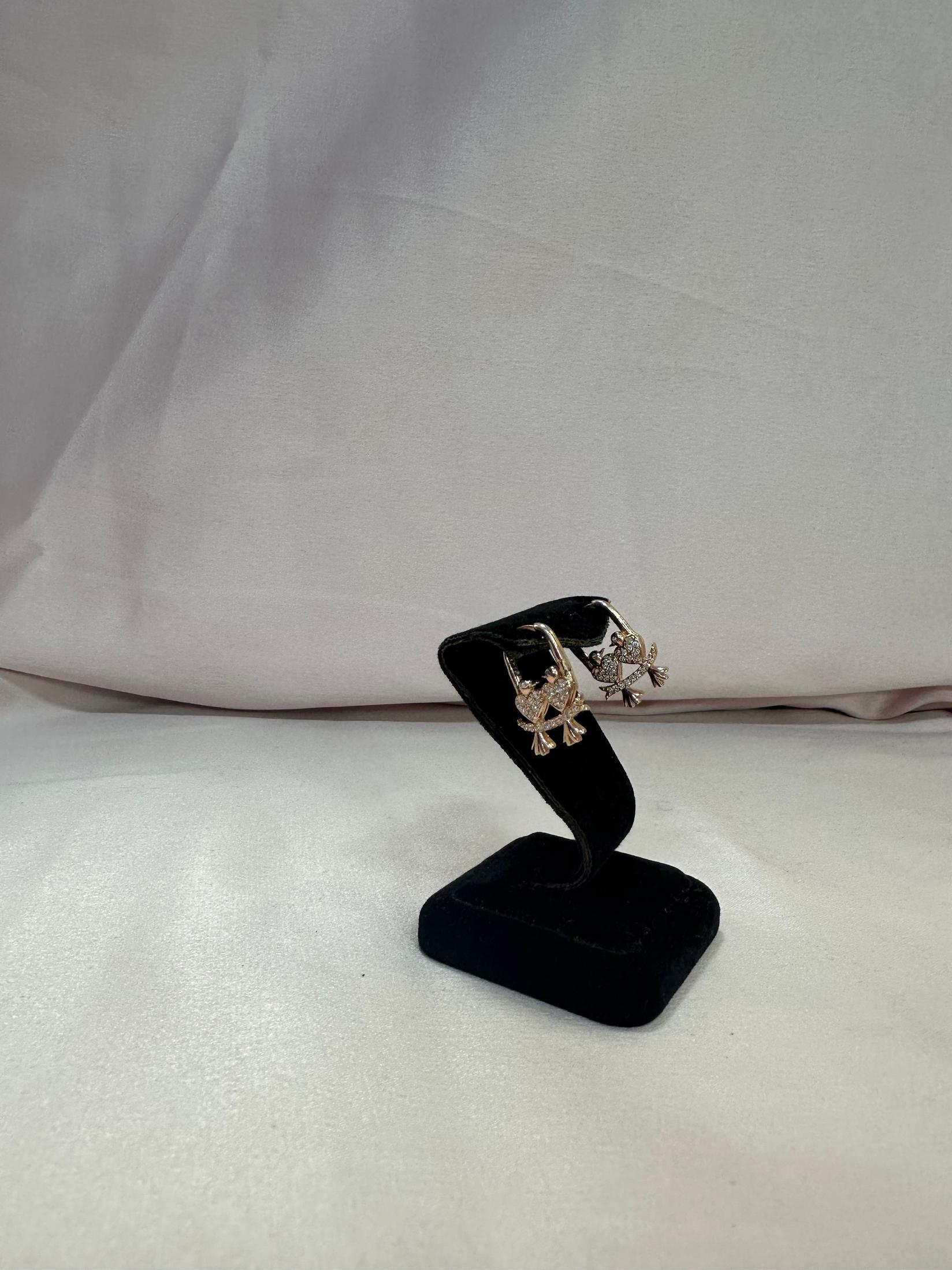 SILVER 925 Сребрени Обетки Две Птички