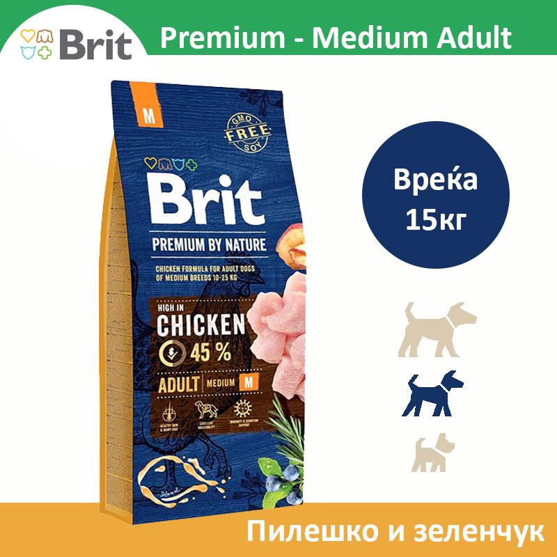 BRIT Premium medium adult крекери со пилешко и зеленчук [вреќа 15кг]
