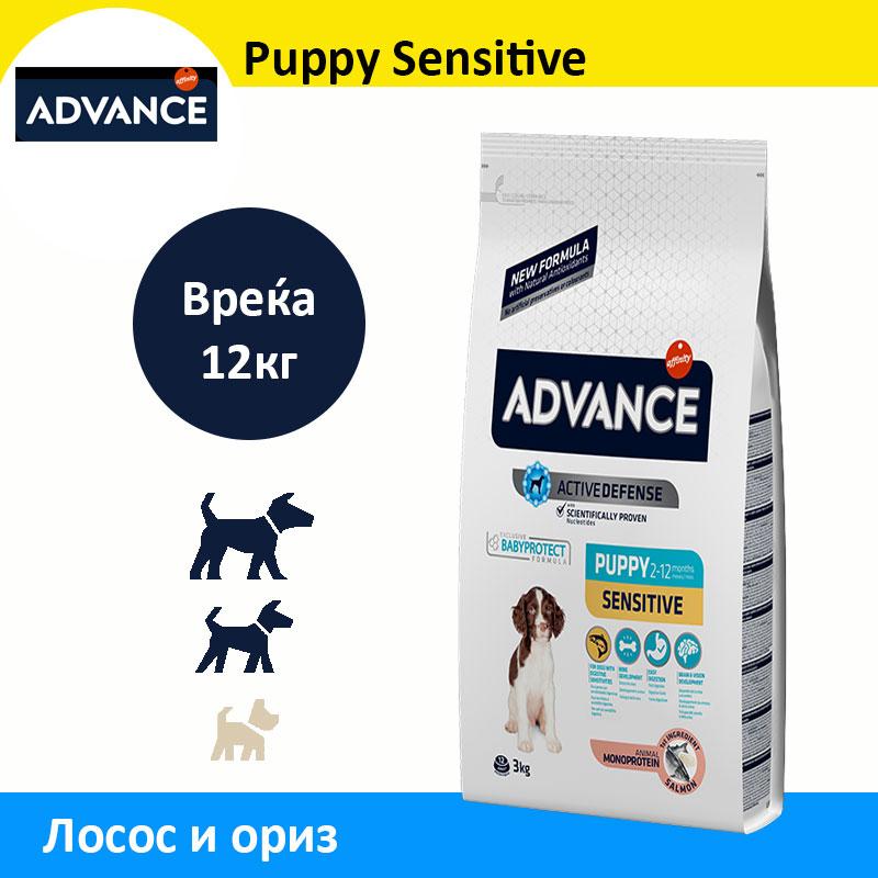 ADVANCE Puppy sensitive гранули со лосос и ориз [вреќа 12кг]