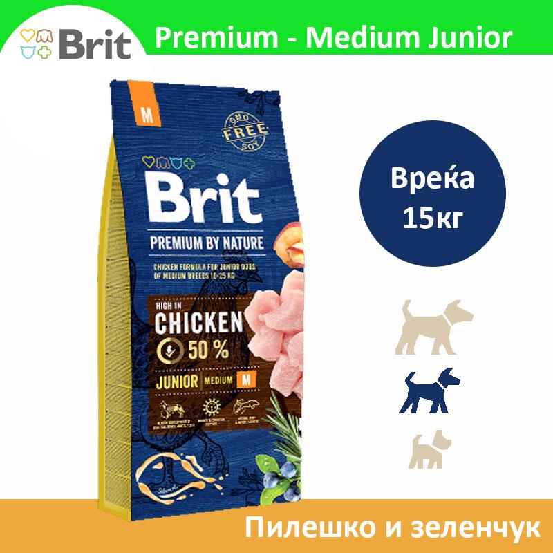 BRIT Premium junior medium крекери со пилешко и зеленчук [вреќа 15кг]