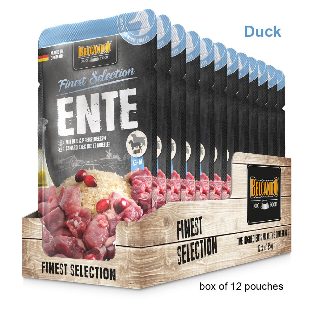 BELCANDO Влажна храна за куче – Патка Finest Selection (кутија од 12), 125г.