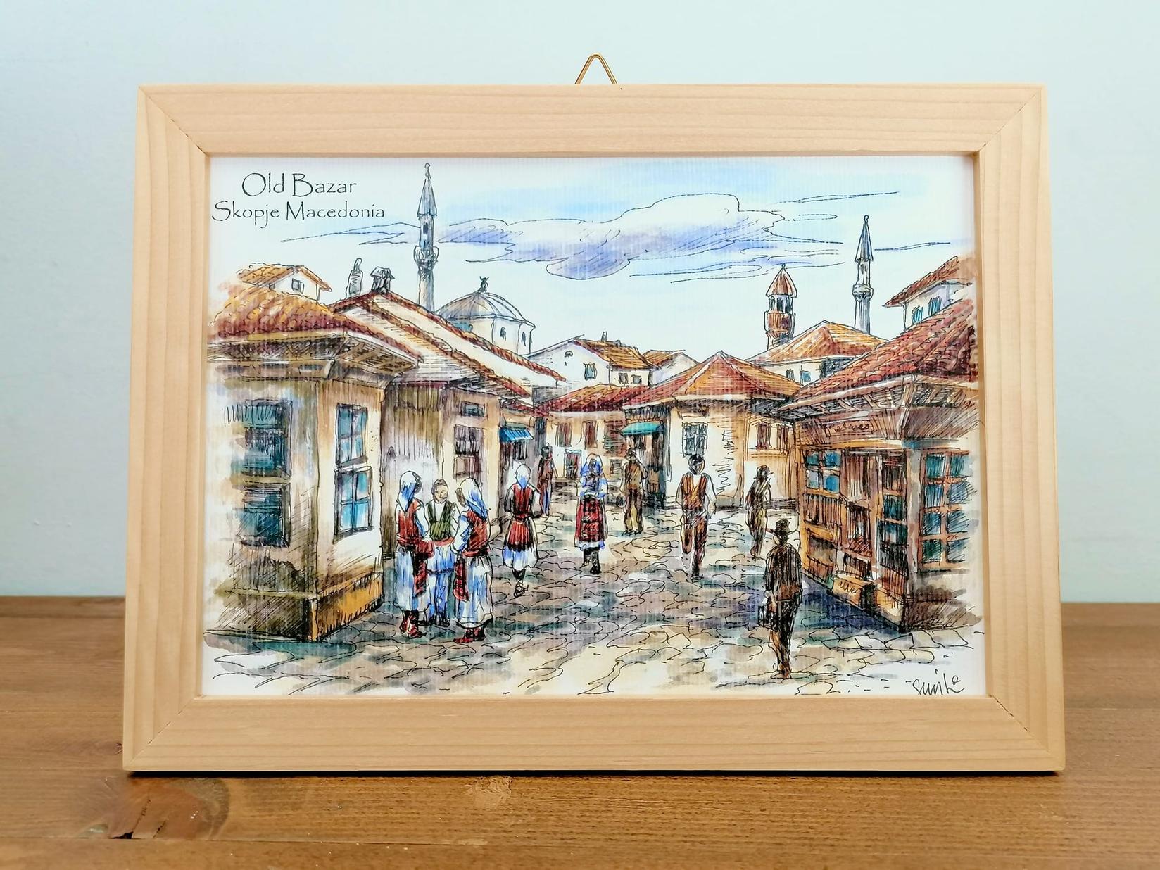 MACEDONIAN CORNER Слика графика во дрвена рамка
