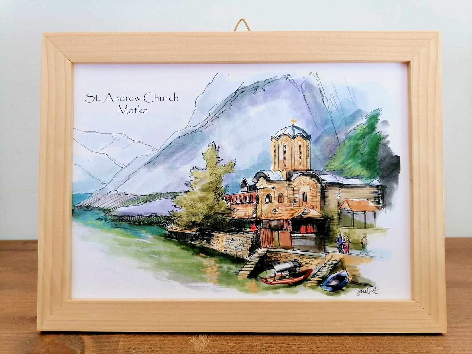 MACEDONIAN CORNER Слика графика во дрвена рамка