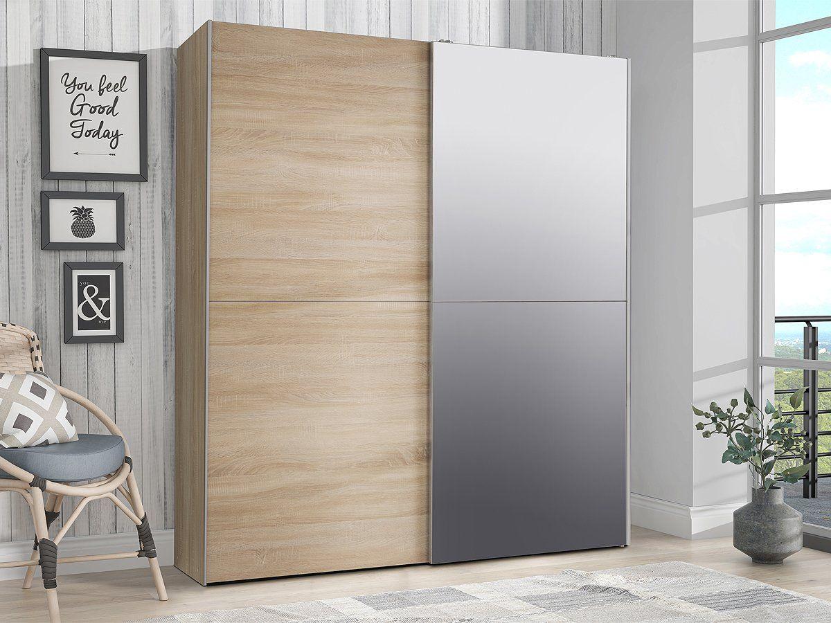 МЕБЕЛ-ВИ Плакар Вајт 170 со огледало, сонома