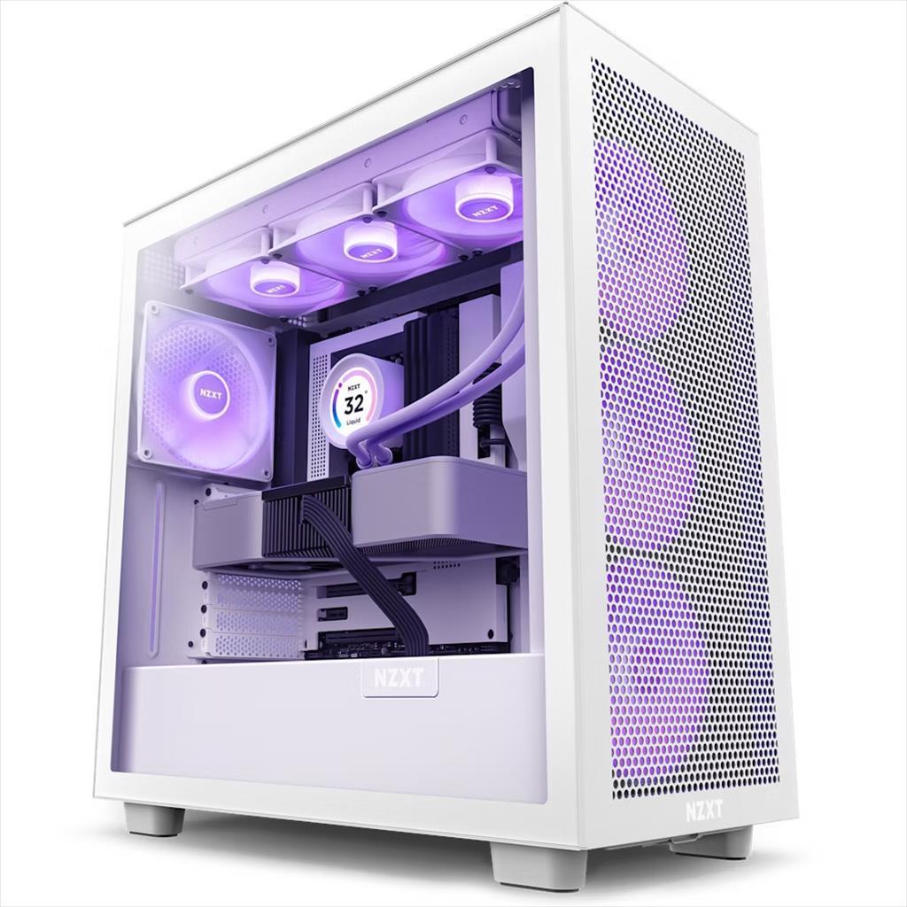 NZXT Куќиште ATX Mid-Tower h7 flow rgb w/window+front & top mesh,3xf140 a-rgb core fans
