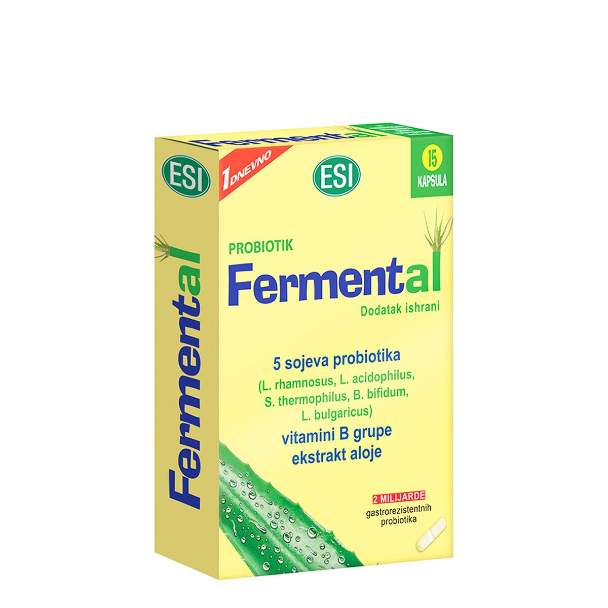 ESI Пробиотик со живи млечни ферменти и витамини од групата Б Fermental 15 капсули 104272.0