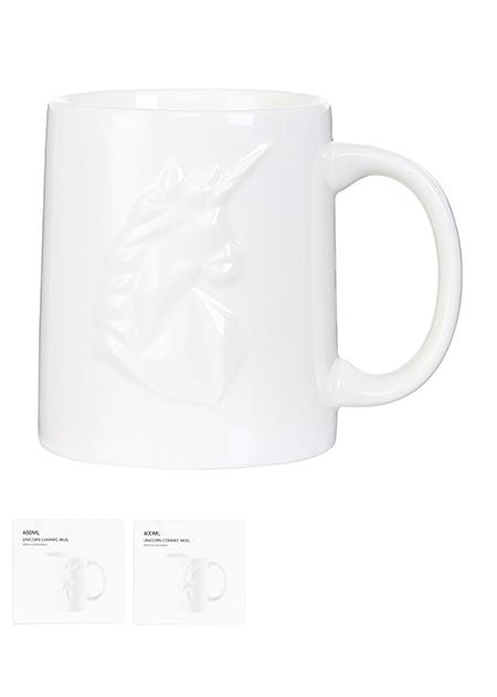 Miniso Чаша керамичка - еднорог 400мл бела