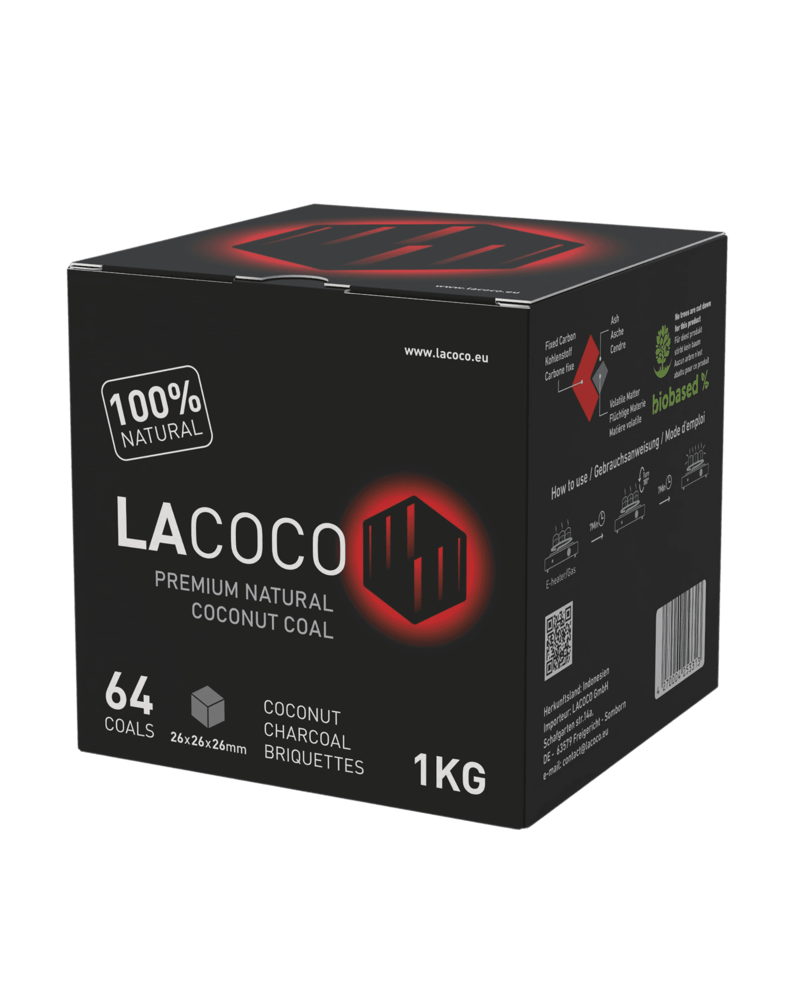 LACOCO Ќумур за наргиле со 64 коцки од кокос