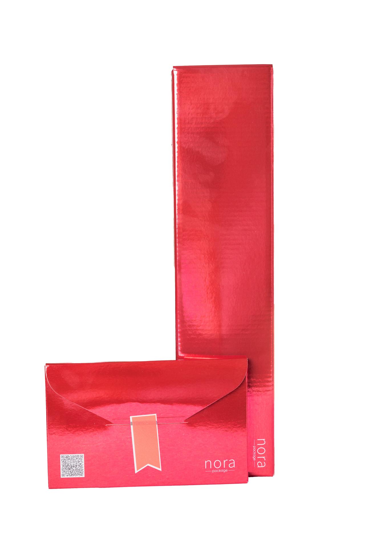 Nora package Сет од кутија за пијалак црвена и мал плик црвен