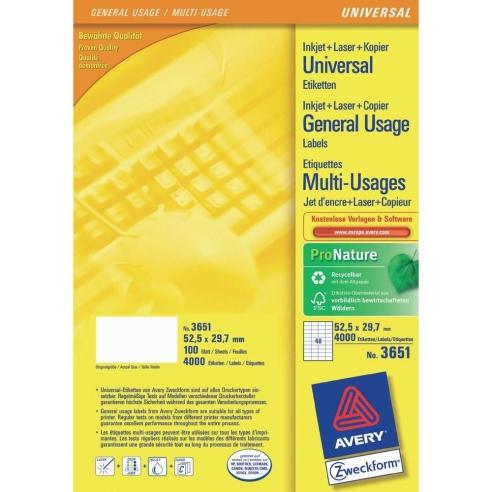 ZWECKFORM 3651 Етикети А4/100 525*29