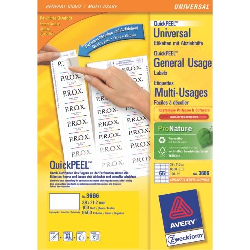 Етикети А4 1/100 6500 етикети 38*21.2мм